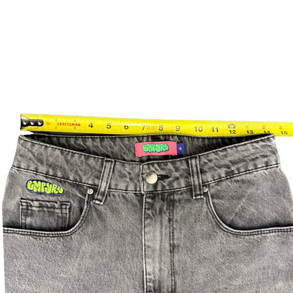 Empyre Stone-Washed Black Denim Cargo Pants with Raw Hems | Size 4 | Tori Jeans - Picture 4 of 6